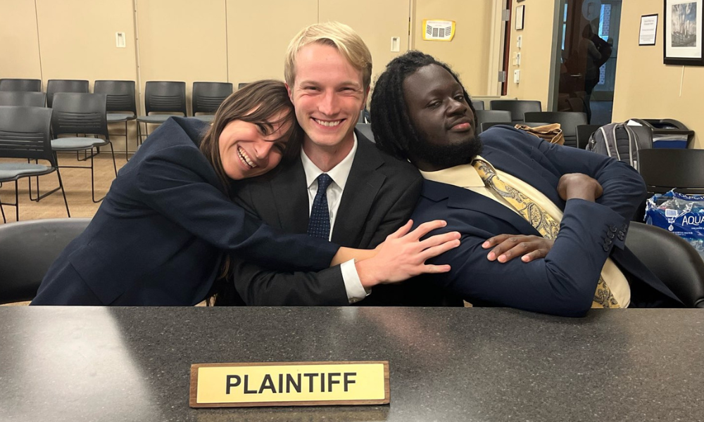 Three UF LitiGator team members in competition on the Plaintiff side.