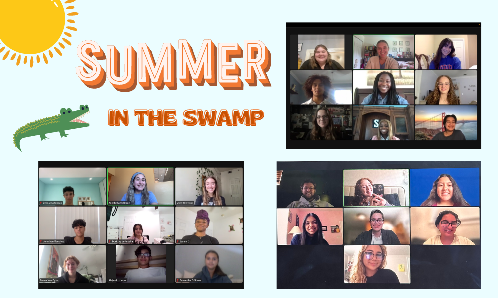 Pictures of various Summer In The Swamp Teams via Zoom. 